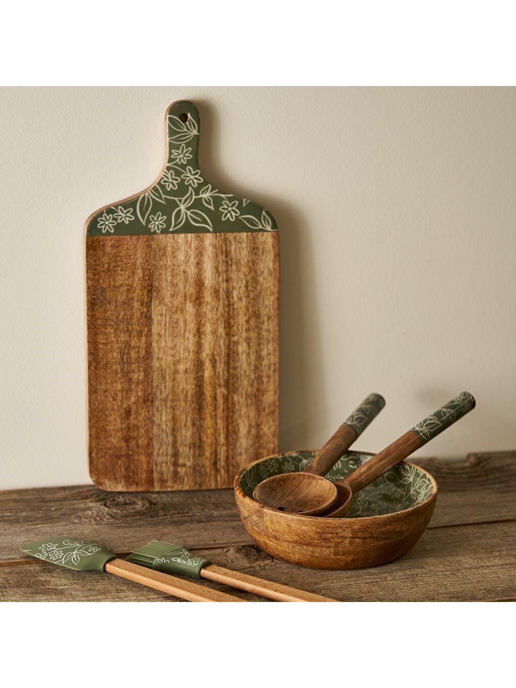 Floral Mango Sunum Tahtası Yeşil (40x20x2 cm)-5