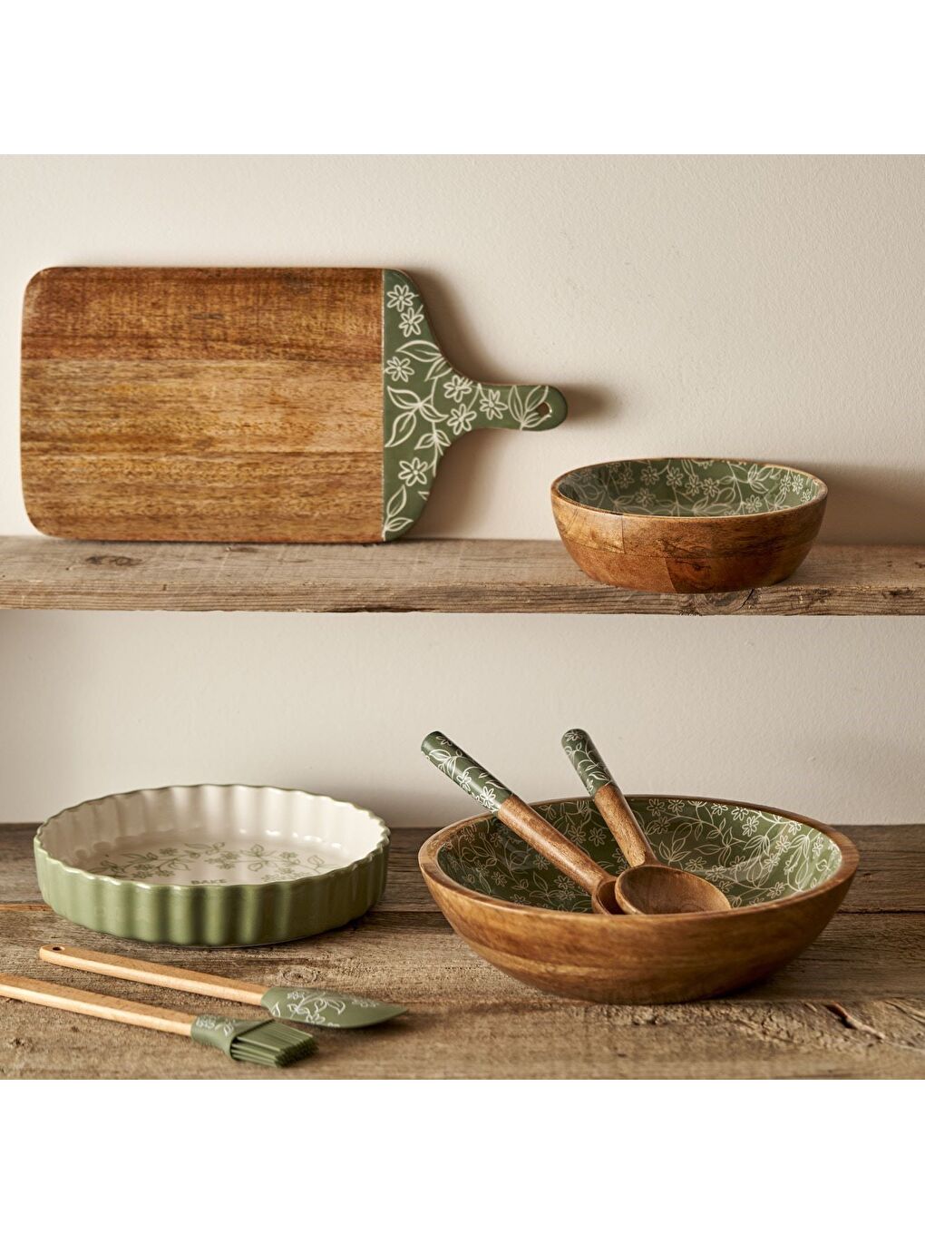 Floral Mango Sunum Tahtası Yeşil (40x20x2 cm)-6