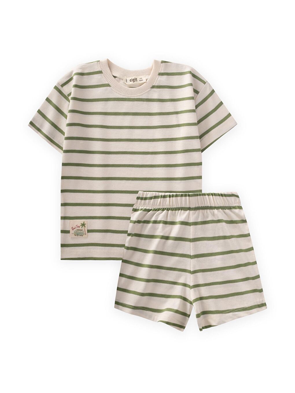 Çizgili Şortlu Takım 1-7 Yaş Yağ Yeşili