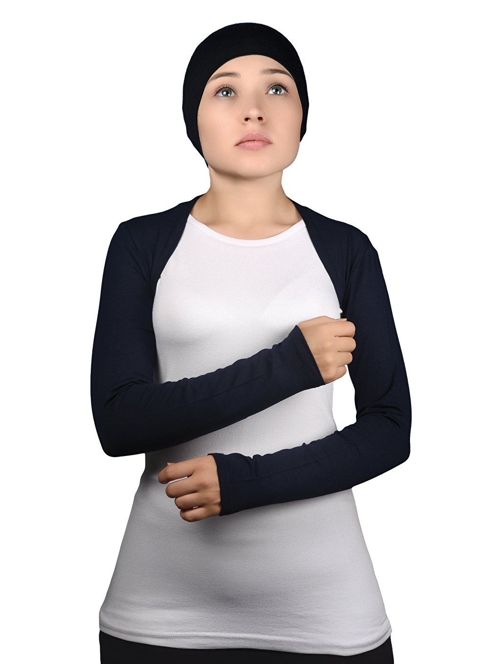 Lacivert Uzun Kollu Tesettür Bolero-1