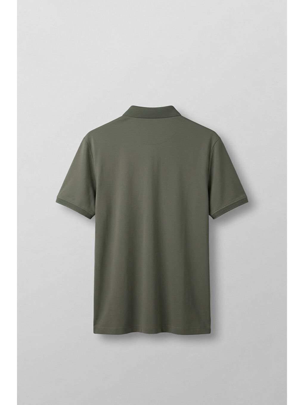 Erkek Slim Fit Düğmeli Triko Yaka Polo T-Shirt Haki-1