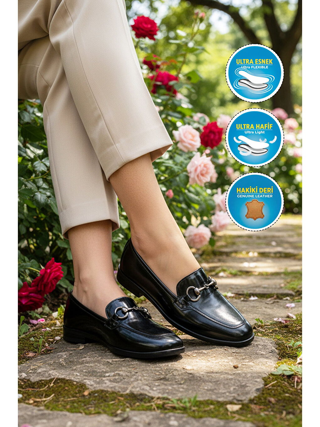 Siyah Rugan Hakiki Deri Kadın Casual Ayakkabı 214 Z-2