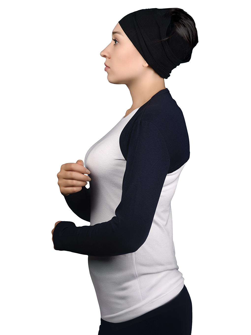 Lacivert Uzun Kollu Tesettür Bolero-2