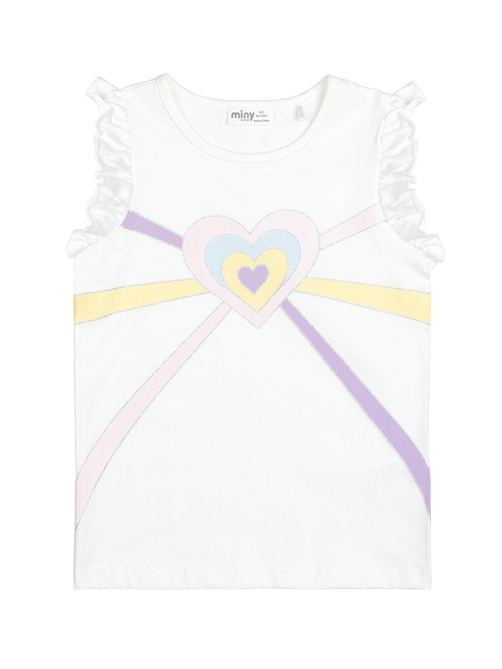 Kız Çocuk Bulut ve Kalp Desenli Tişört 2-6 Yaş Beyaz-1