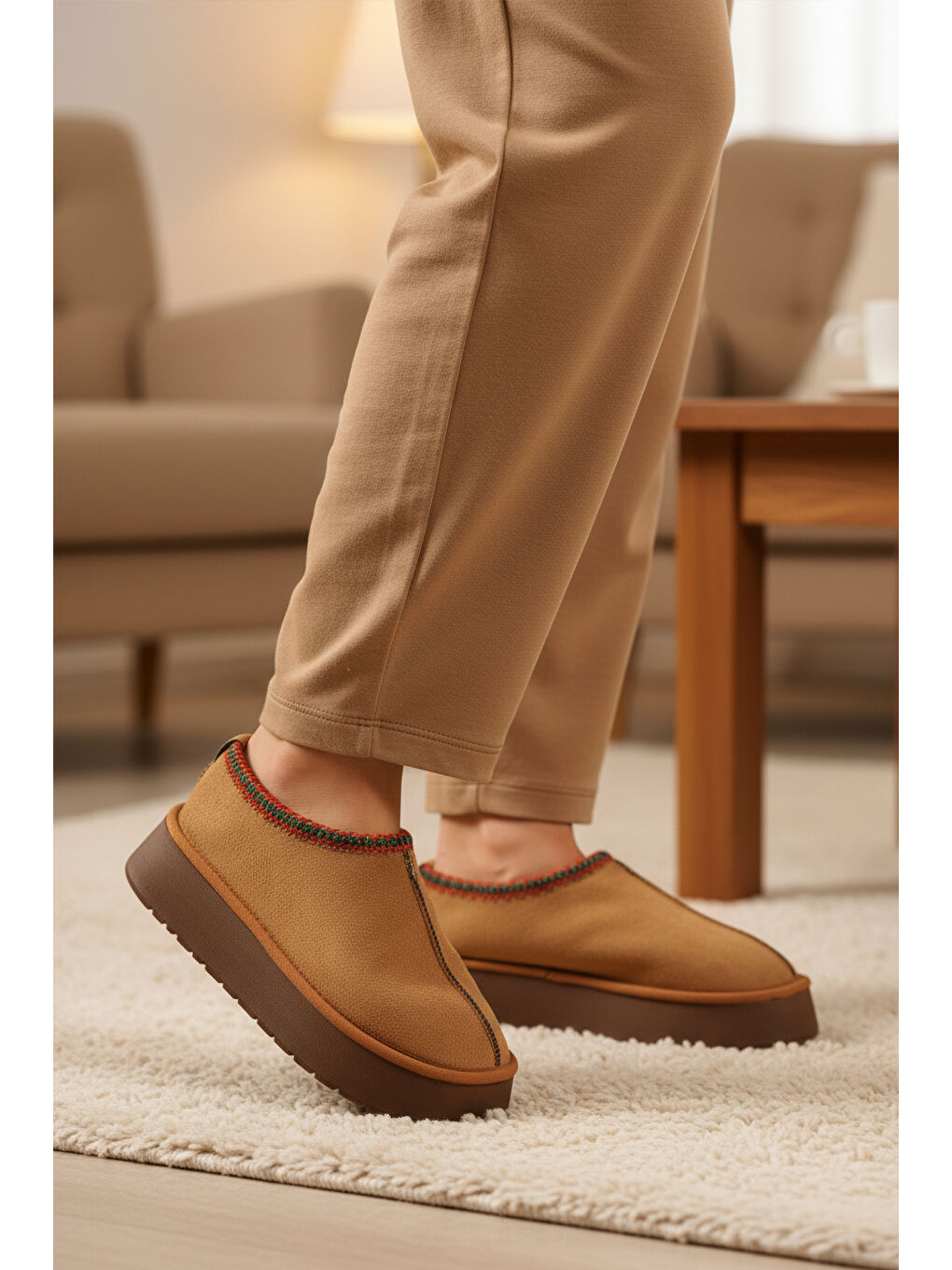 Kahverengi Taba İçi Kürklü Kadın Casual Ayakkabı U-50 Z-2