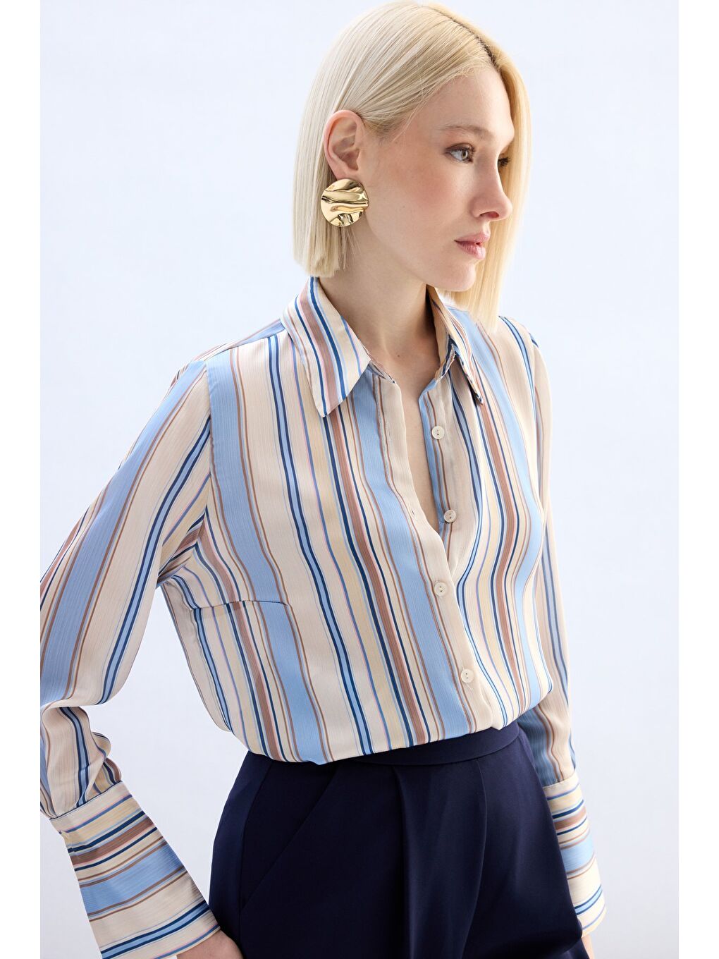 Renkli Çizgili Gömlek - Bebe Mavi