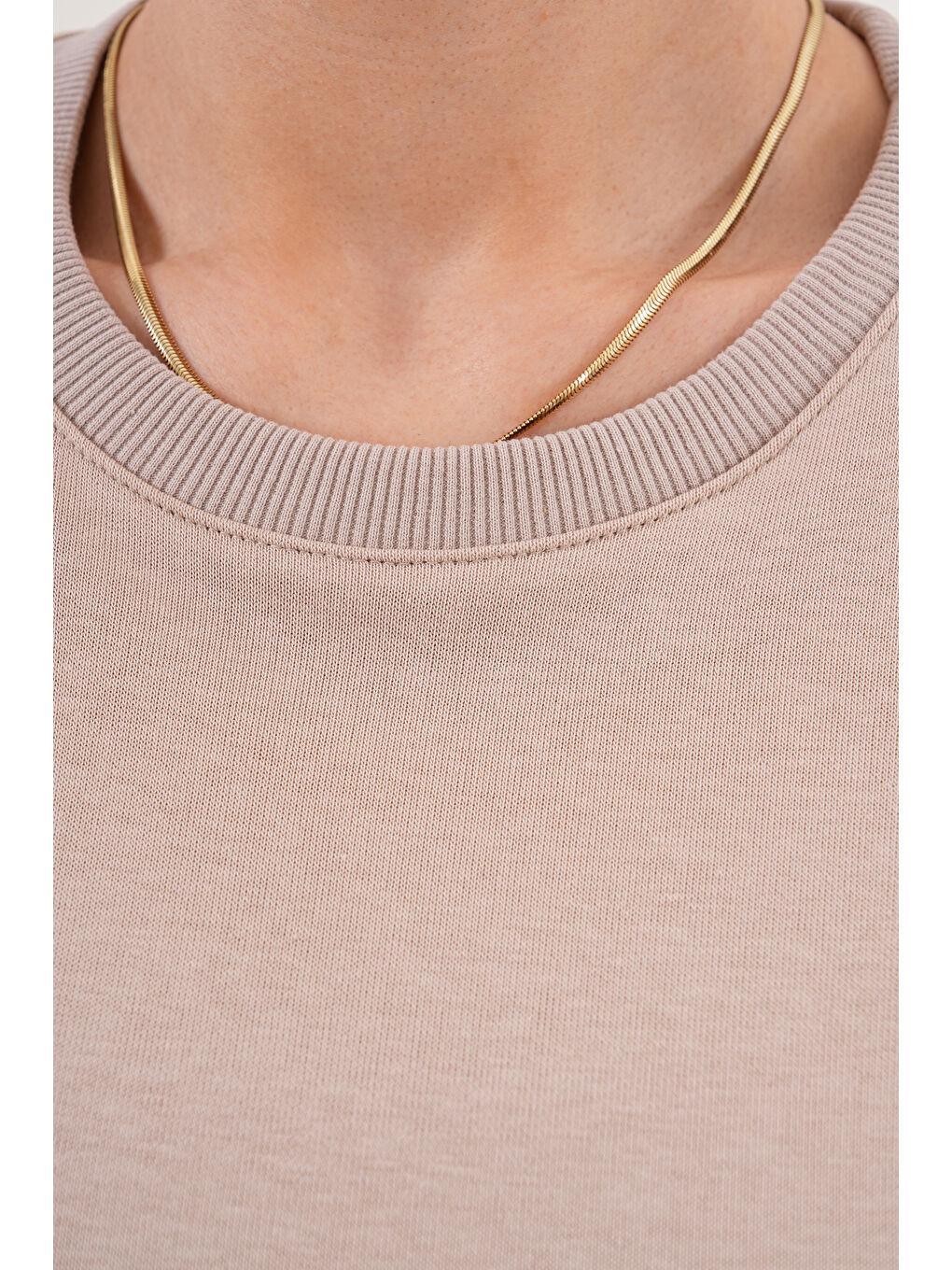 Ekru Bisiklet Yaka %100 Pamuk Hamile ve Lohusa Basic Sweatshirt-8