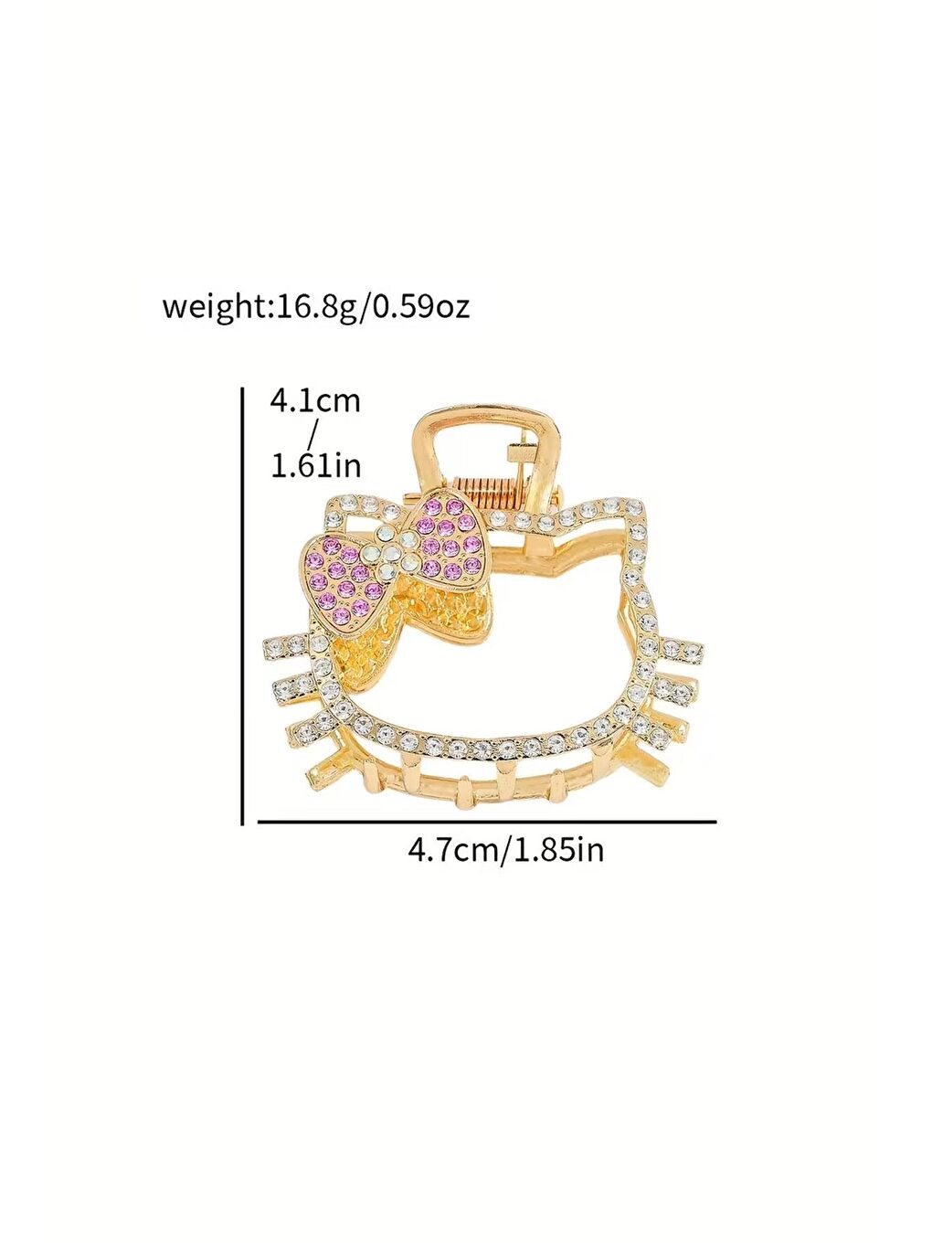 Gri Kitty ve Teddy Figürlü Kristal Taşlı Mandal Saç Tokası 2 Adet-2