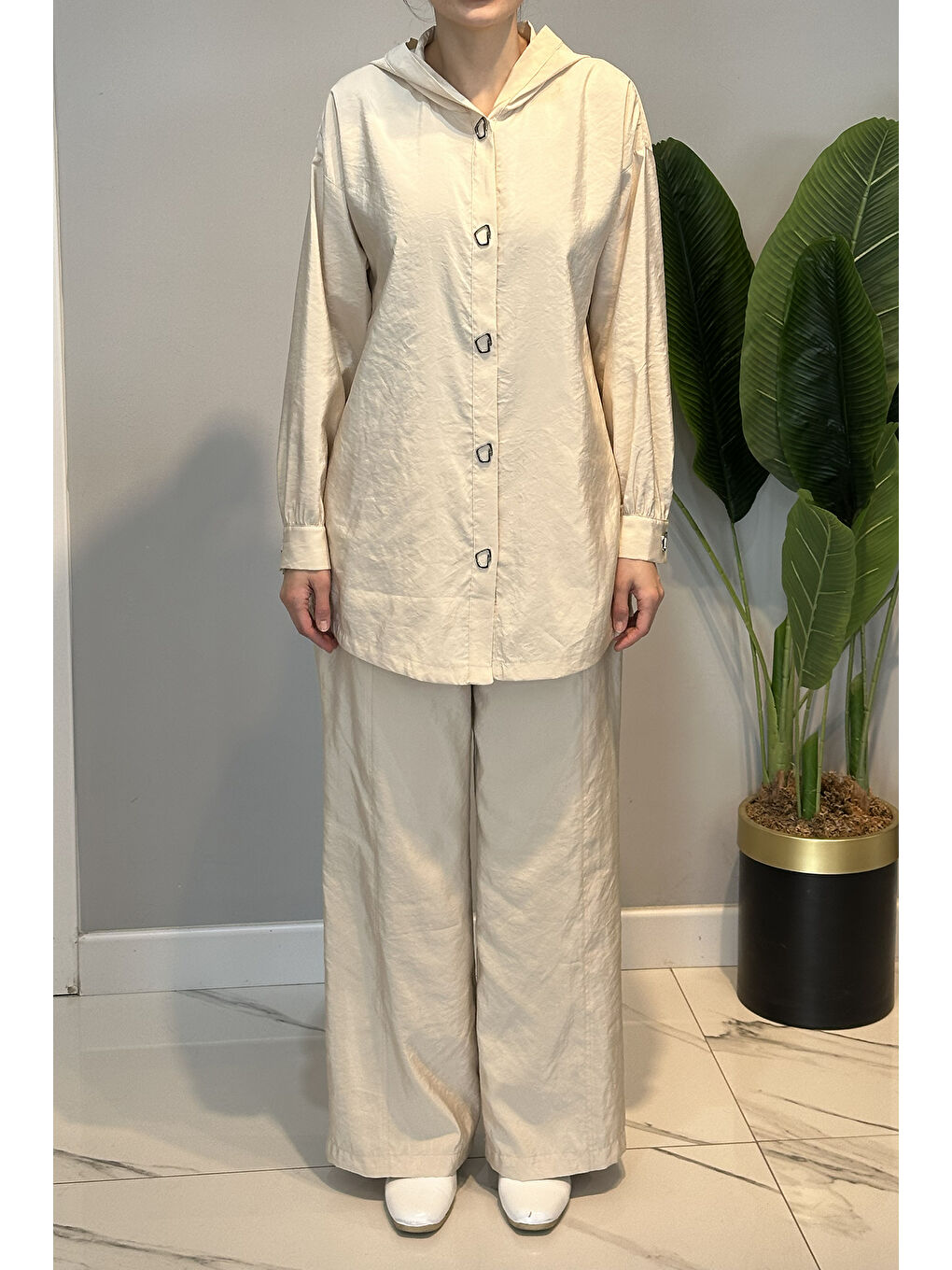 Çıt Çıt Detay Pantolon Takım 19534 Bej-1