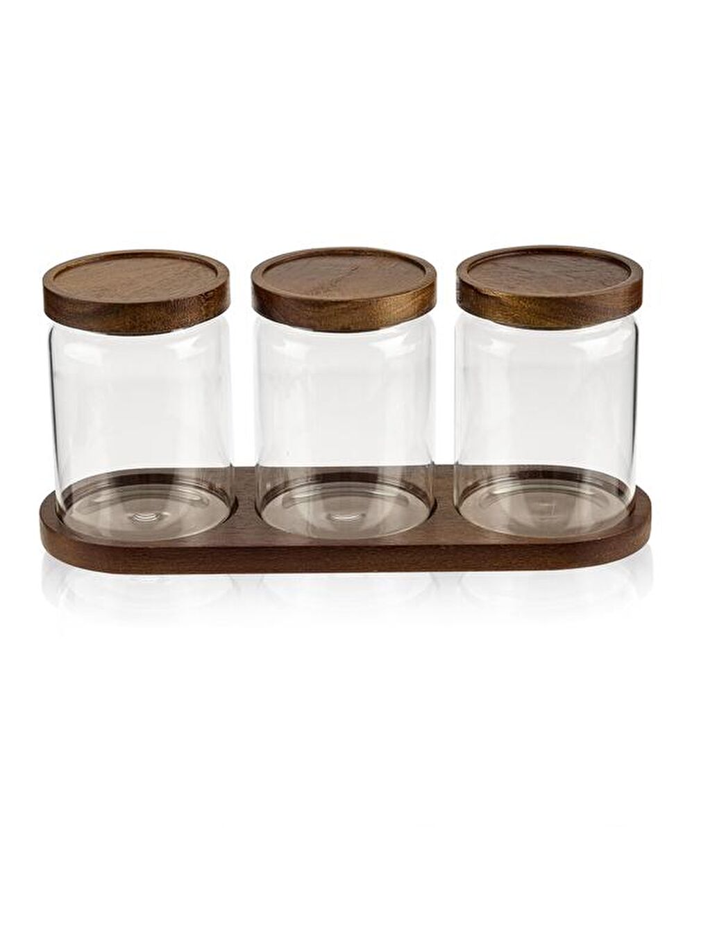 Stantlı 3'lü Cam Baharatlık - Şeffaf / Kahverengi - 400 ml-1