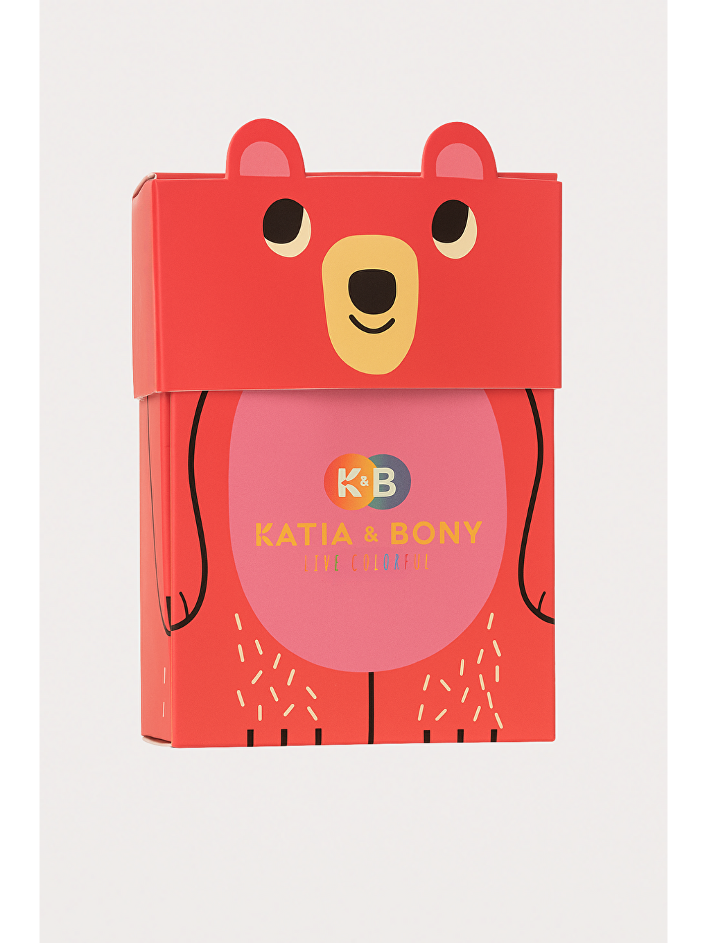 Kız Çocuk Ayıcık Desenli 2'Li Kutulu Soket Çorap Pembe-1