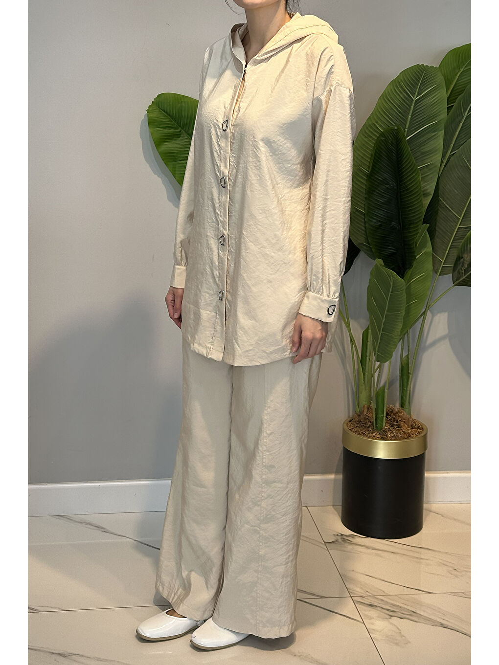 Çıt Çıt Detay Pantolon Takım 19534 Bej-2