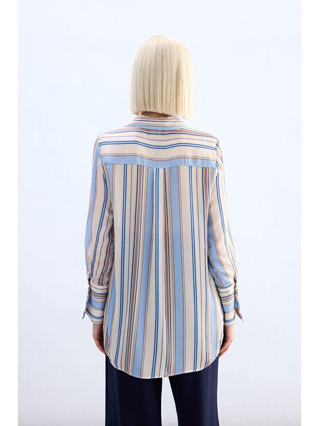 Renkli Çizgili Gömlek - Bebe Mavi-7
