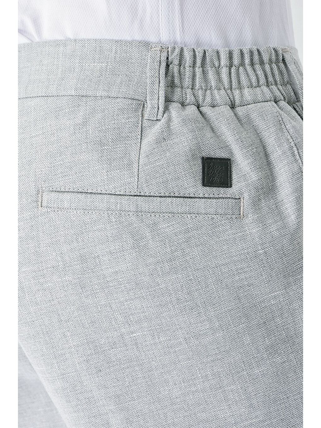 Gri Keten Lastikli Yandan Cepli Casual Comfort Fit  Erkek Pantolon 1003240159-5