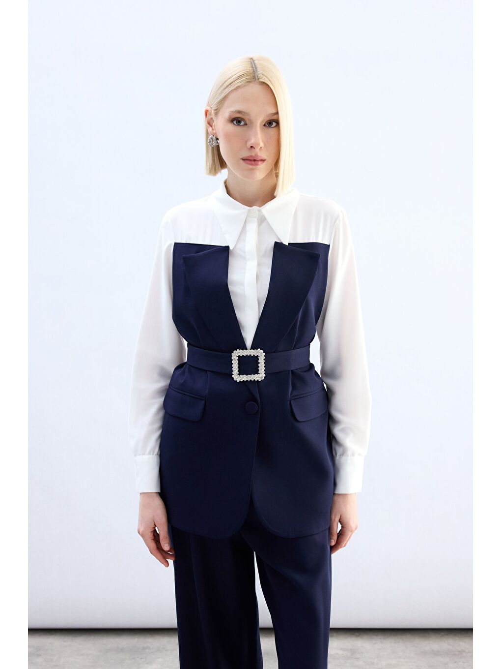 Ceket Görünümlü Gömlek - Lacivert-1