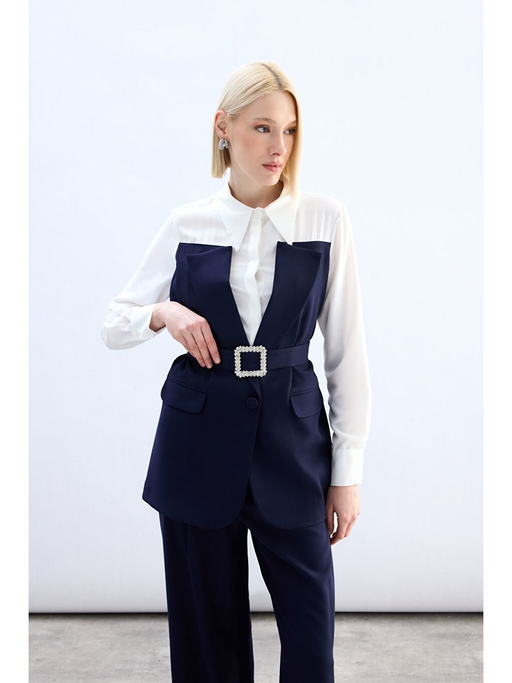 Ceket Görünümlü Gömlek - Lacivert-2