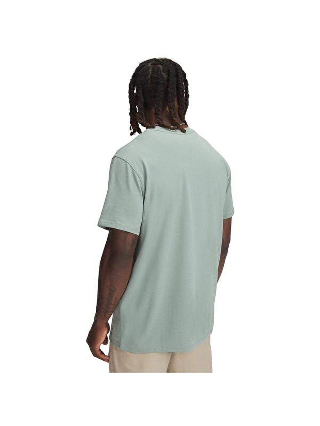 Logo Embroidered Heavyweight Erkek Yeşil Yuvarlak Yaka Tişört-2