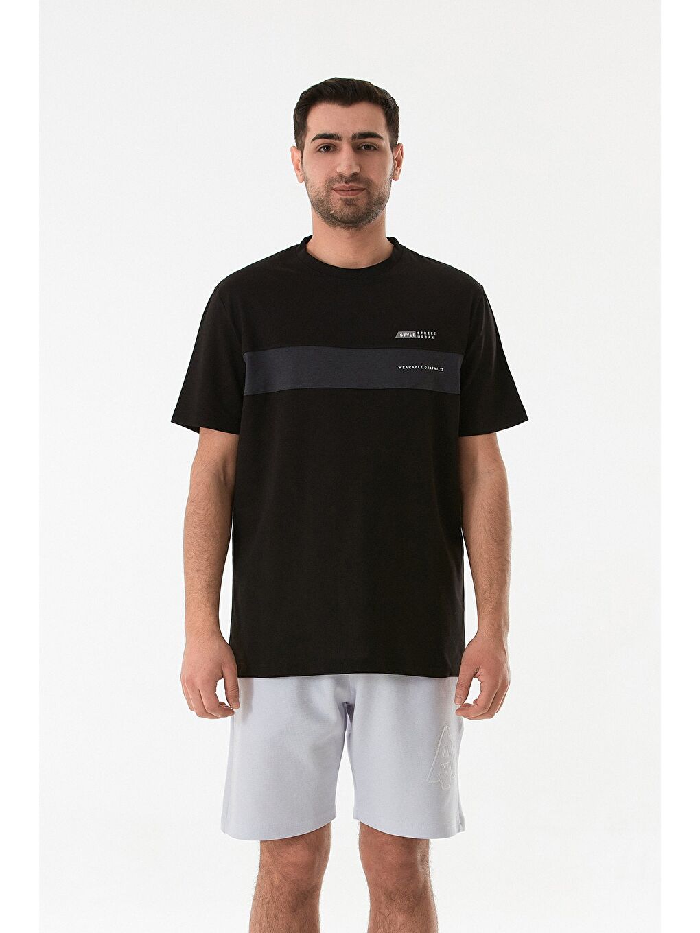 Siyah Wearable Graphıcs Yazı Baskılı Tişört