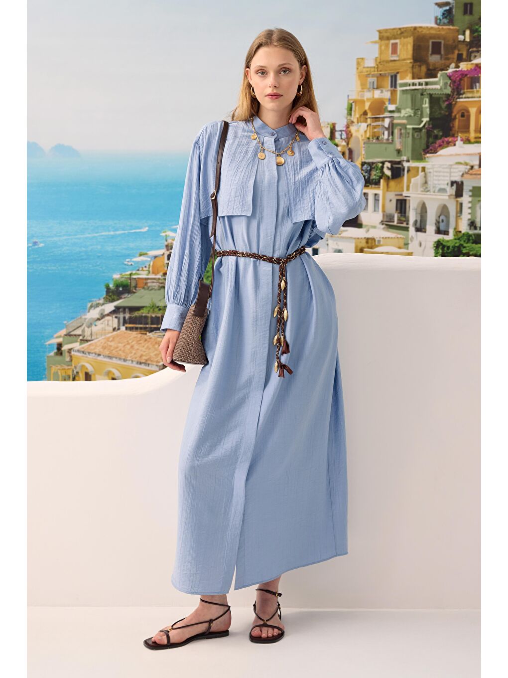 Rüzgarlıklı Elbise Bebe Mavi-3