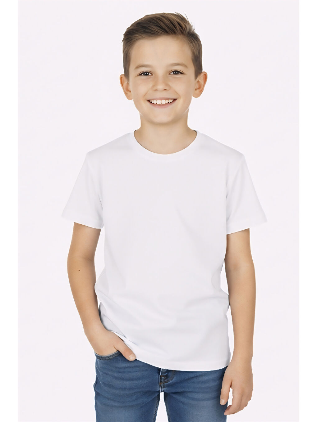 Beyaz Erkek Çocuk Geniş Kalıp T-Shirt 12-16 Yaş 12559
