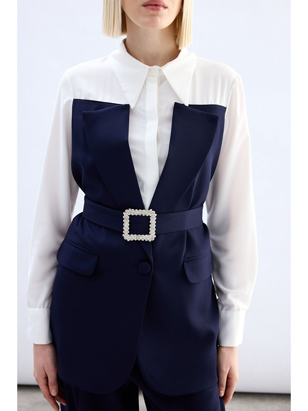 Ceket Görünümlü Gömlek - Lacivert-6