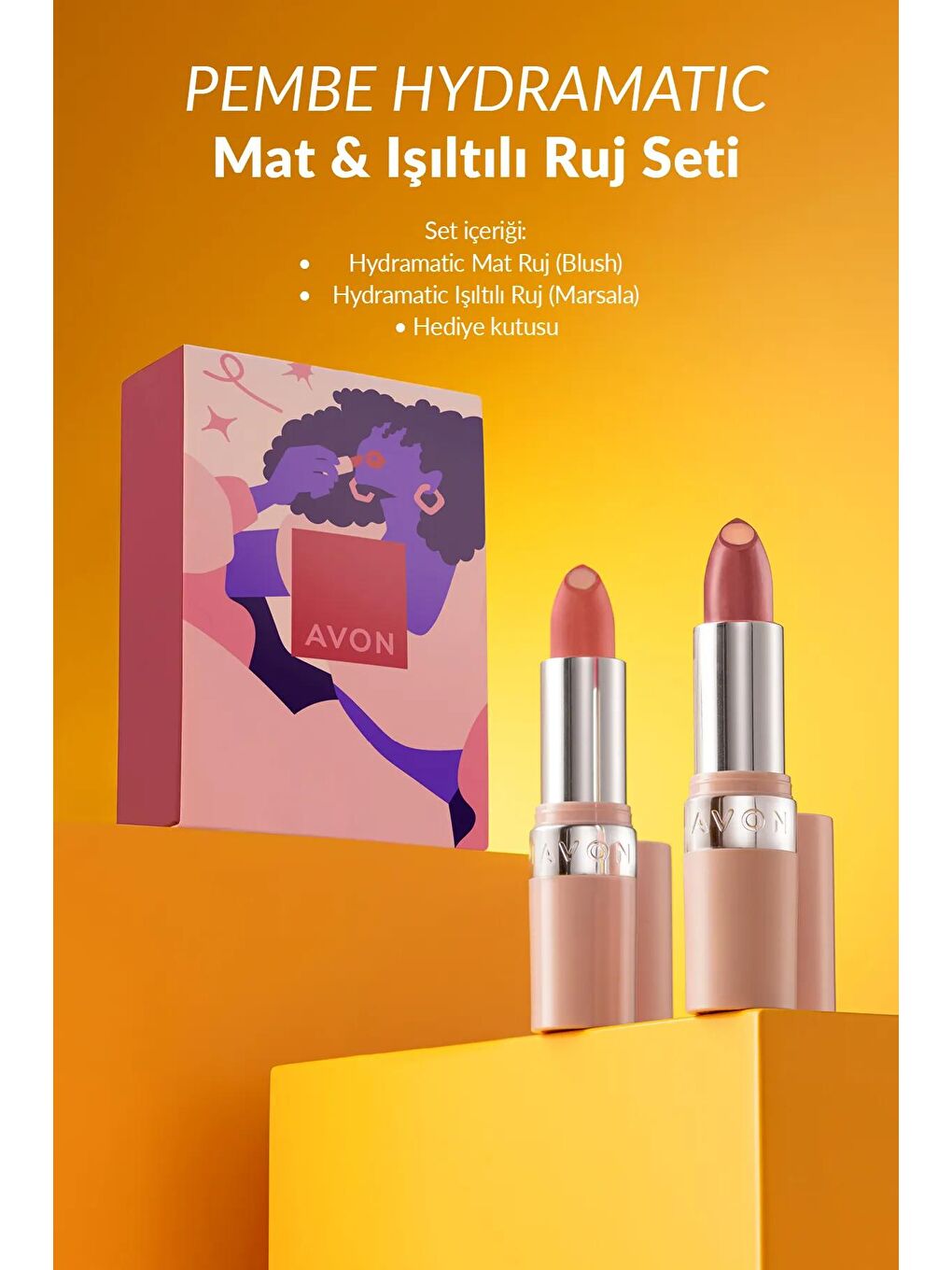 AVON Hydramatic Mat ve Işıltılı Ruj Seti Pembe - 1