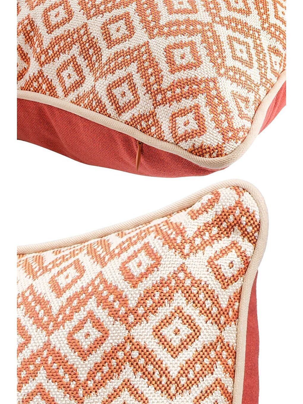 Turuncu Özel Tasarım 43x43 Dokuma Kırlent Kılıfı Biyeli Gizli Fermuarlı Dekoratif Salon-2
