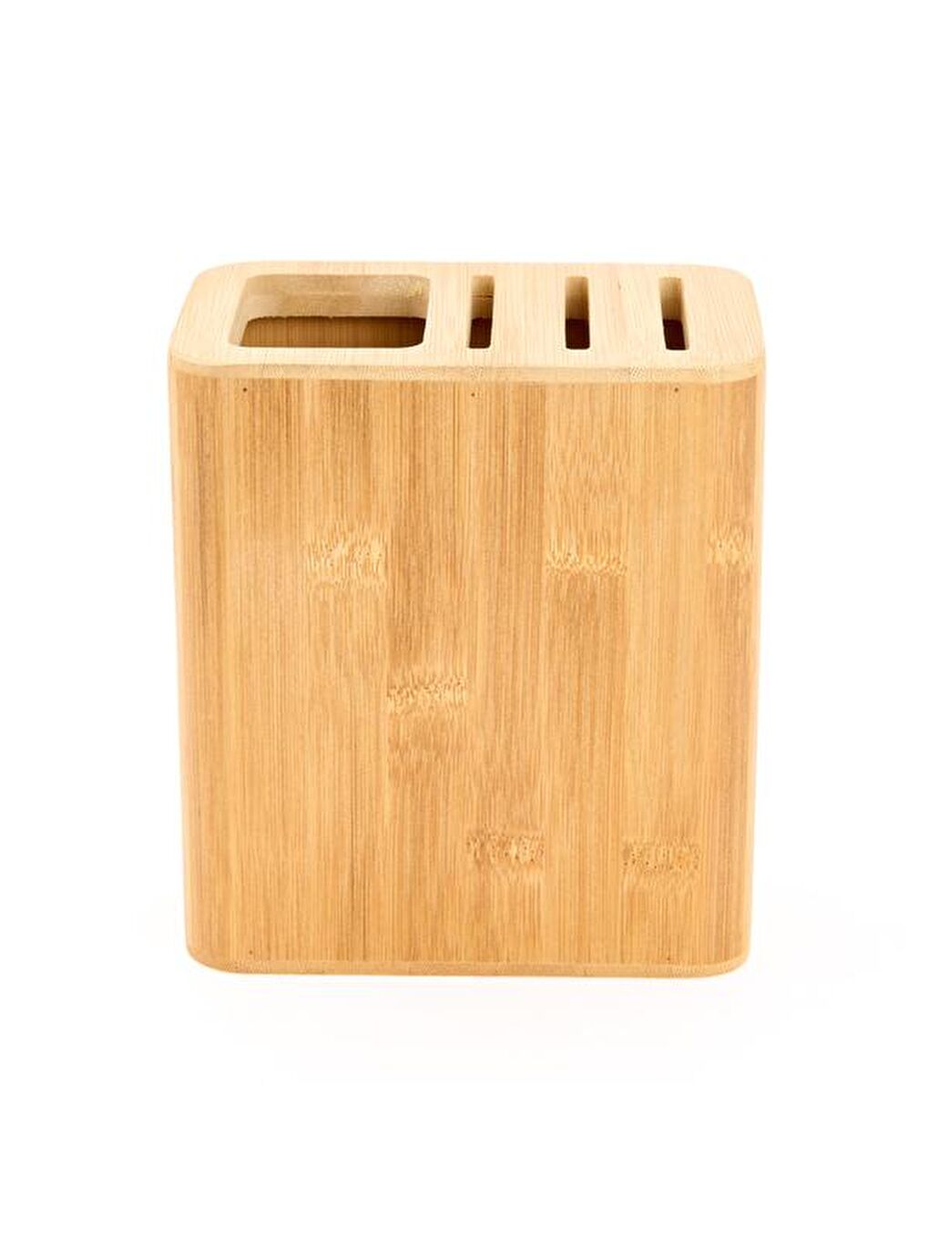 Bambu Çatal Bıçak Kaşık Standı - Kahverengi - 15x17 cm-1