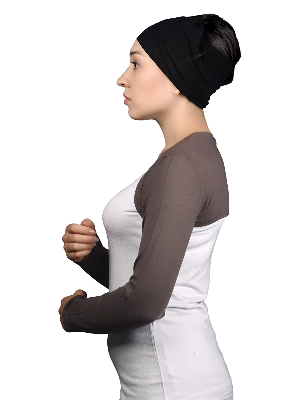 Kahverengi Uzun Kollu Tesettür Bolero-2