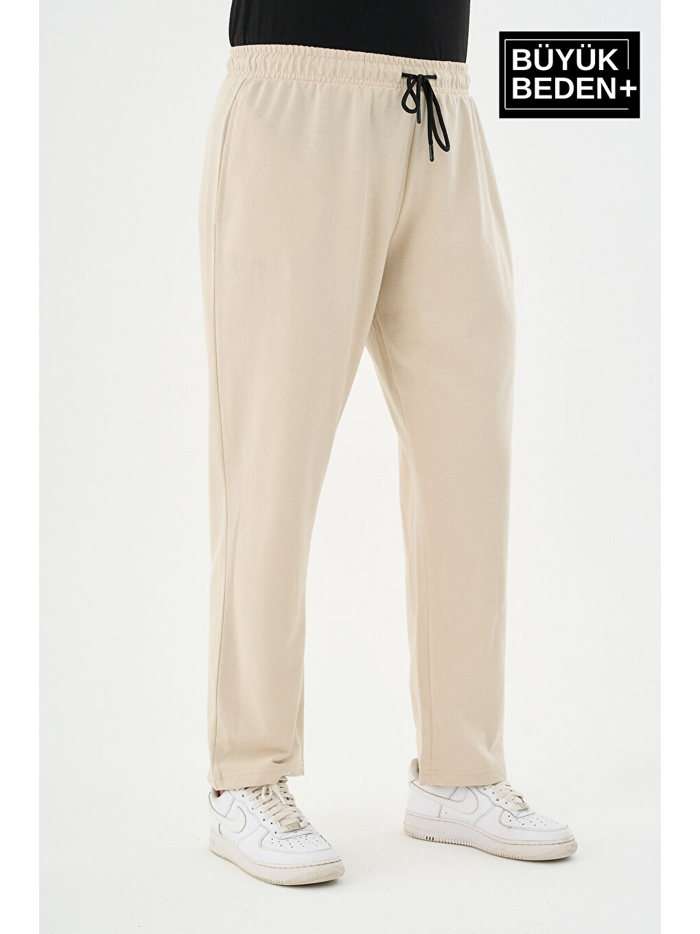 Bej Kadın Büyük Beden İnce Eşofman Altı SPR25BEAK52-2