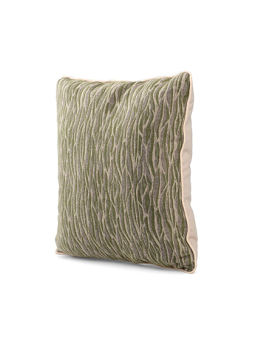 Yeşil Özel Tasarım 43x43 Dokuma Kırlent Kılıfı Biyeli Gizli Fermuarlı Dekoratif Salon