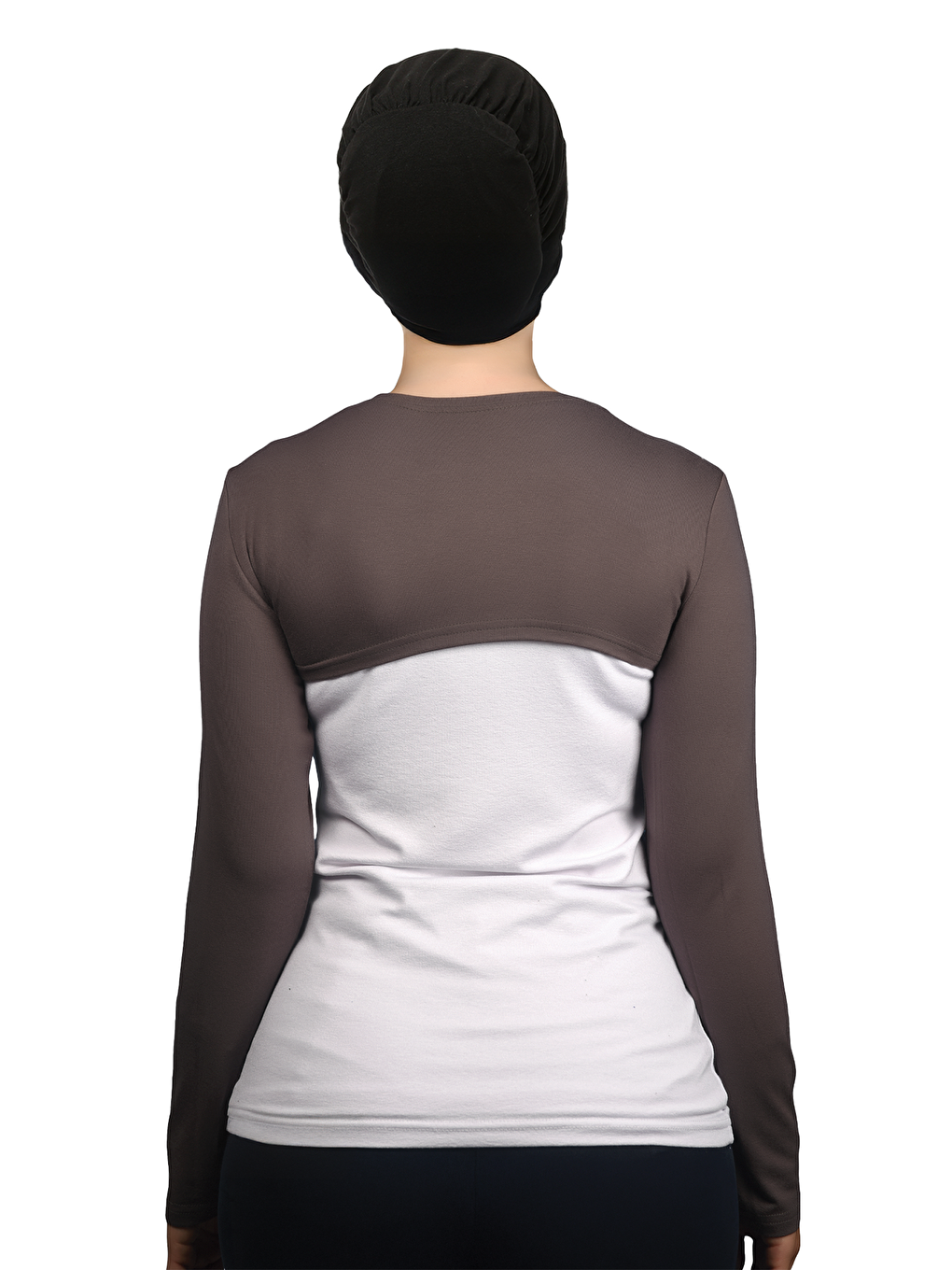 Kahverengi Uzun Kollu Tesettür Bolero-3