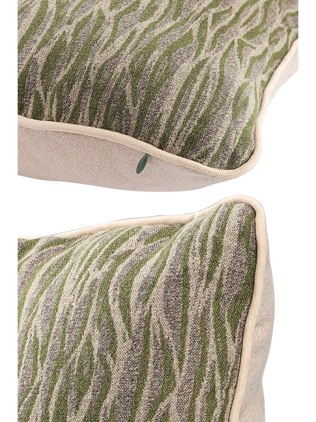 Yeşil Özel Tasarım 43x43 Dokuma Kırlent Kılıfı Biyeli Gizli Fermuarlı Dekoratif Salon-2