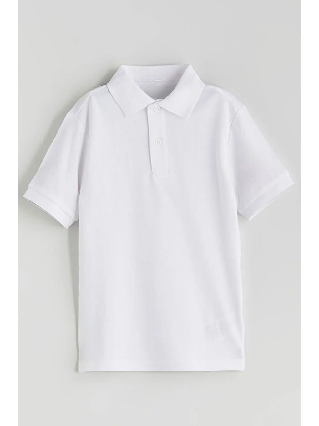 Beyaz Erkek Çocuk Polo Yaka Basic Kısa Kollu Okul Tişört AK-6050-3