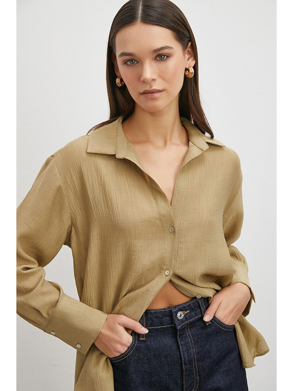 Kraşlı Gömlek Haki-3