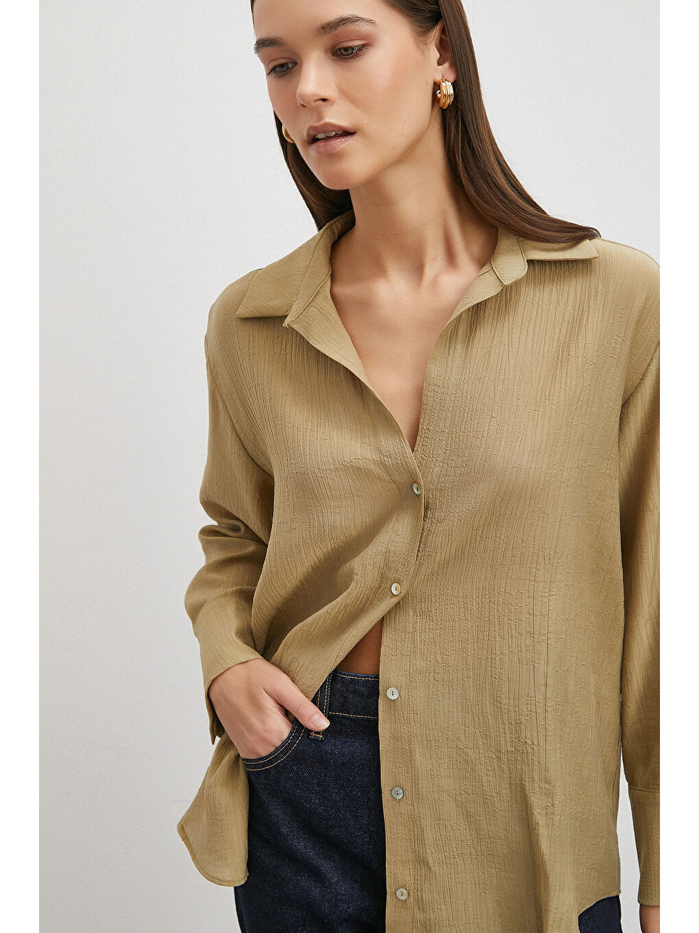 Kraşlı Gömlek Haki-4