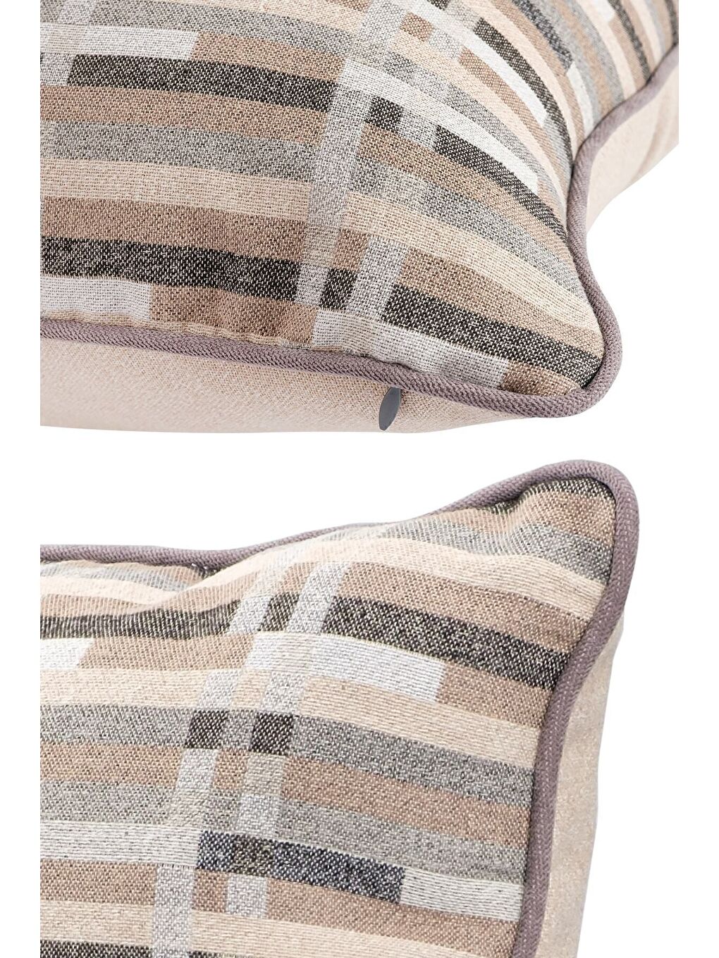 Kahverengi Özel Tasarım 43x43 Dokuma Kırlent Kılıfı Biyeli Gizli Fermuarlı Dekoratif Salon-2