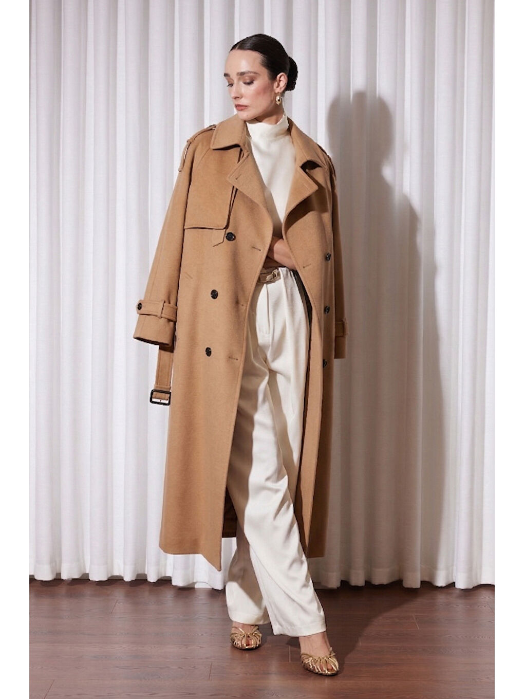 Kahverengi Missemramiss Rose Astar Detaylı Trençkot 5343 Camel