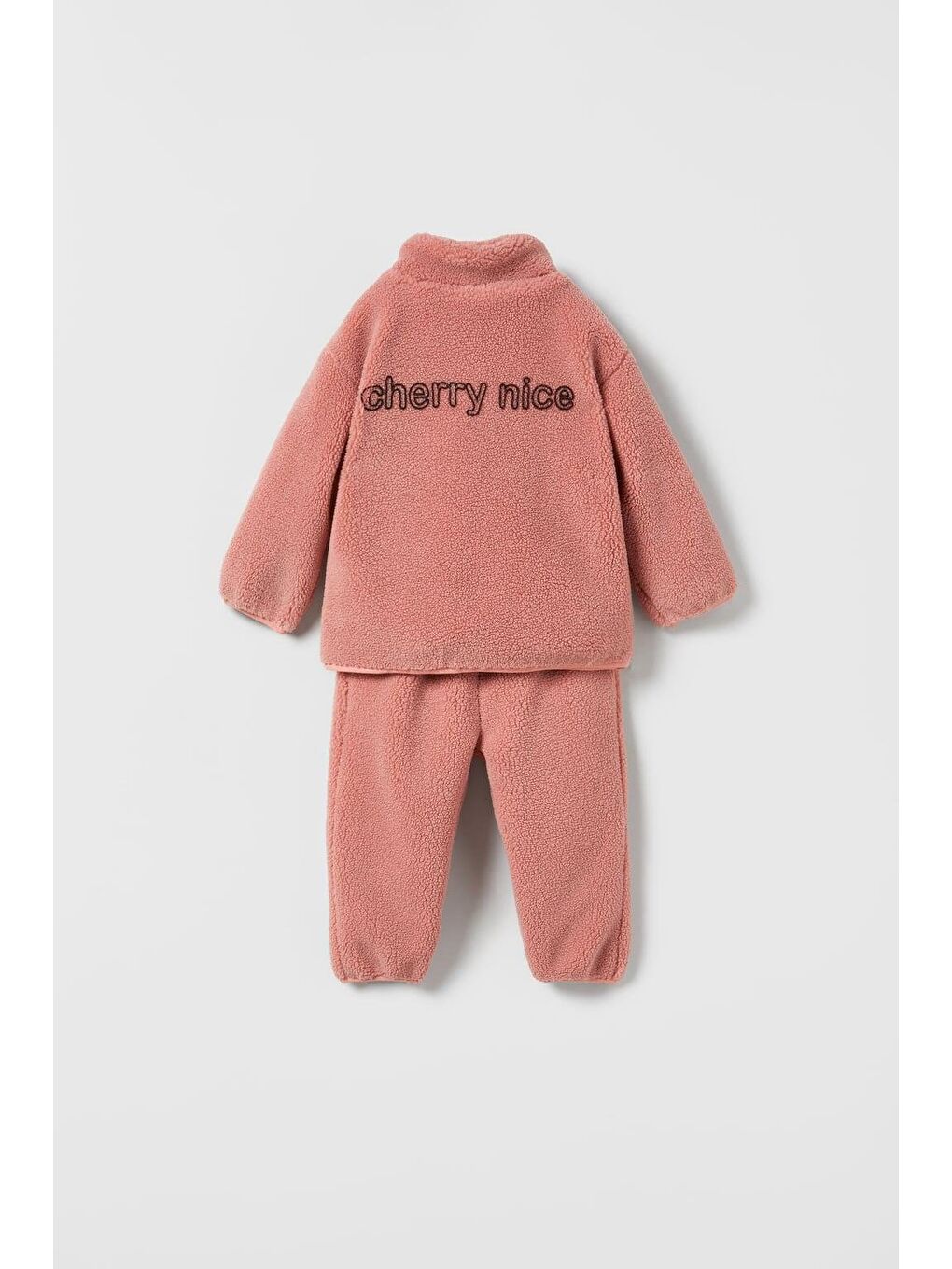 Karışık Kız Çocuk Polar Kumaş Fermuarlı Cep Detaylı 2'Li Eşofman Takımı - Pembe-1