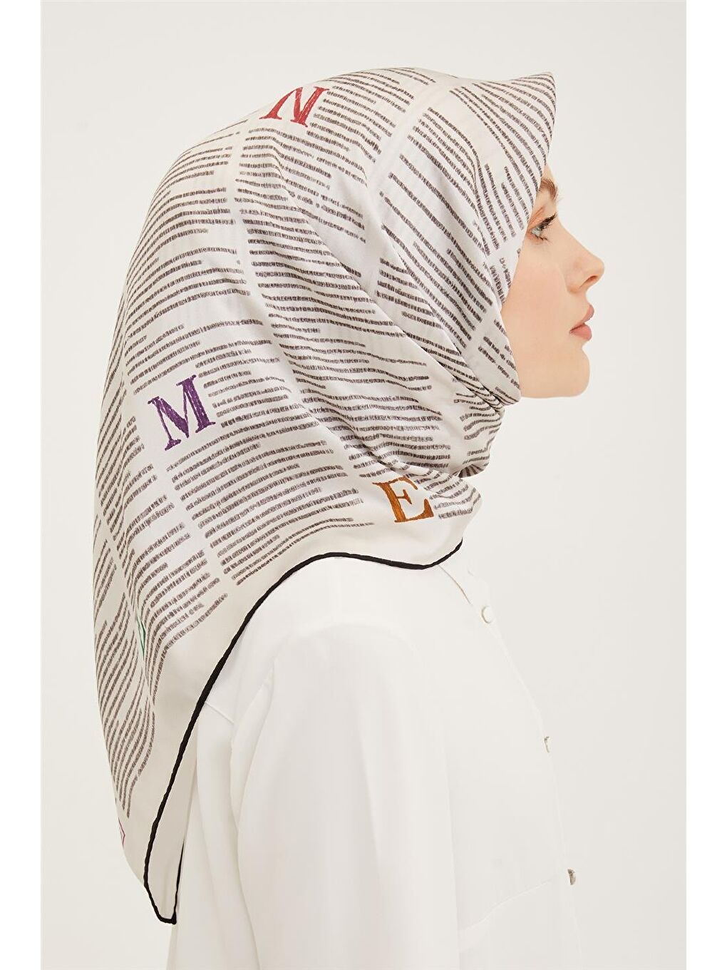 Siyah Twill İpek Eşarp 23Ya8942 6 09-1