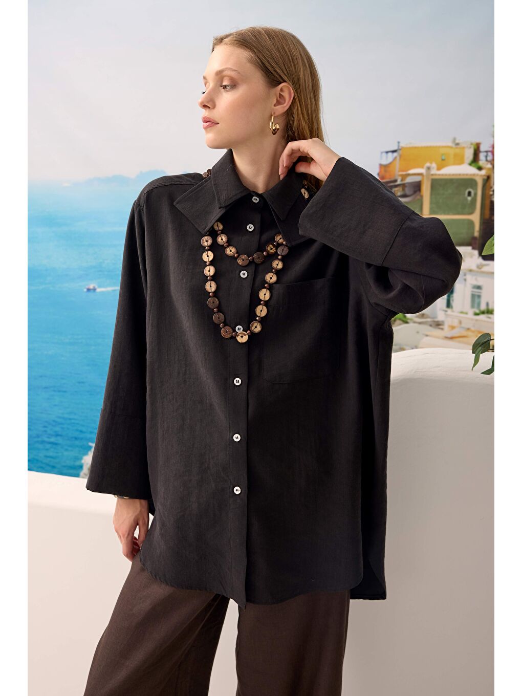 Çift Yakalı Gömlek Siyah