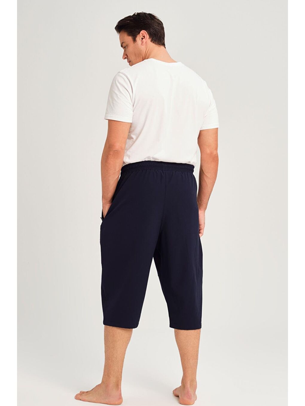 Geniş Kalıp Büyük Beden Lacivert Erkek Uzun Havuz Ve Deniz Şortu 3062-1