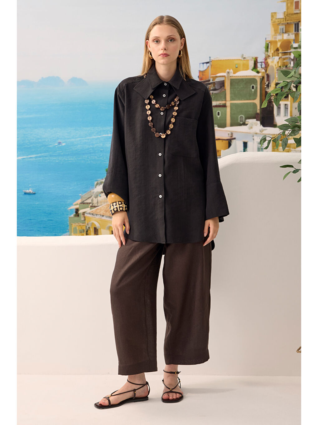 Çift Yakalı Gömlek Siyah-1