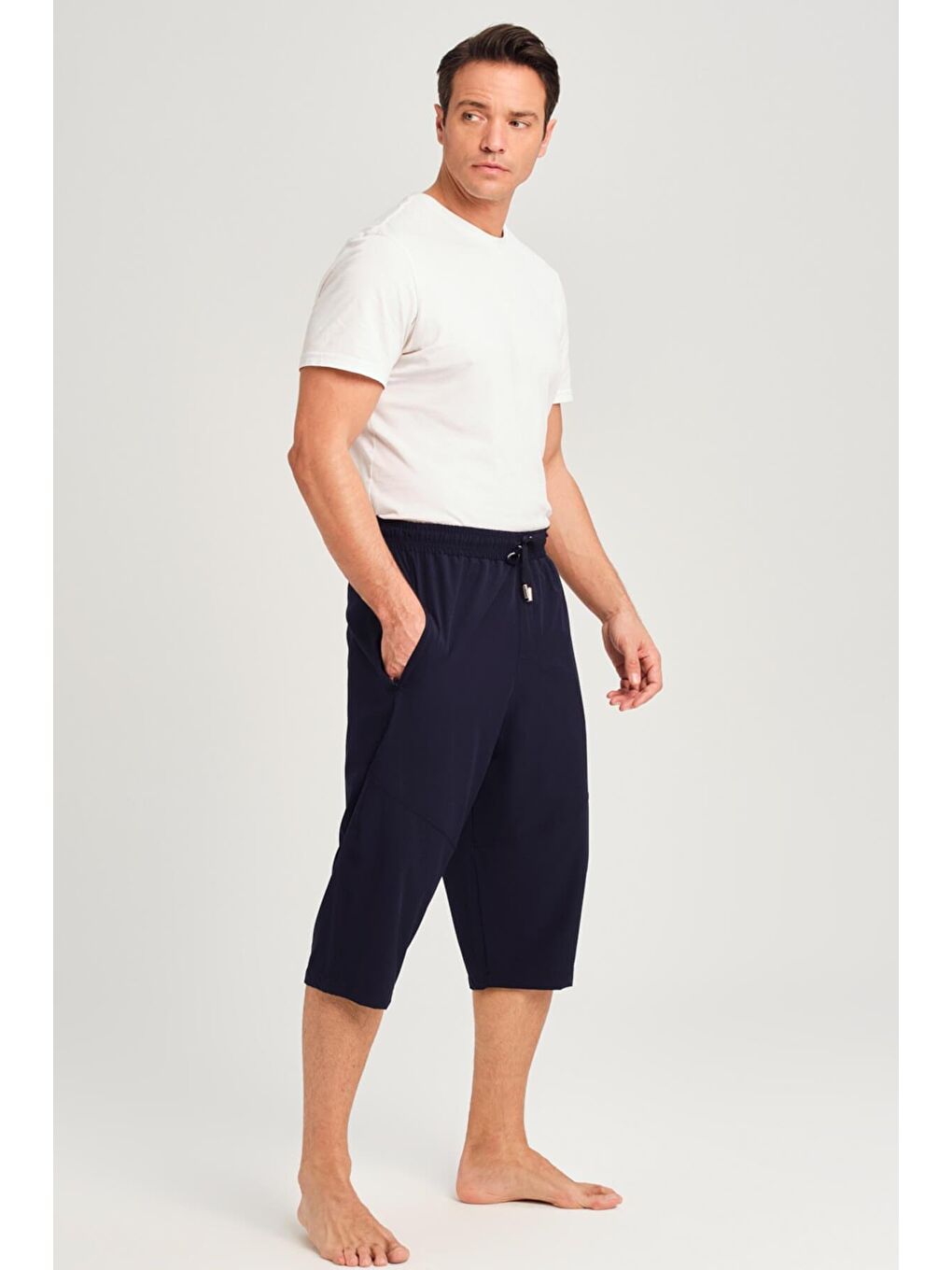 Geniş Kalıp Büyük Beden Lacivert Erkek Uzun Havuz Ve Deniz Şortu 3062-2