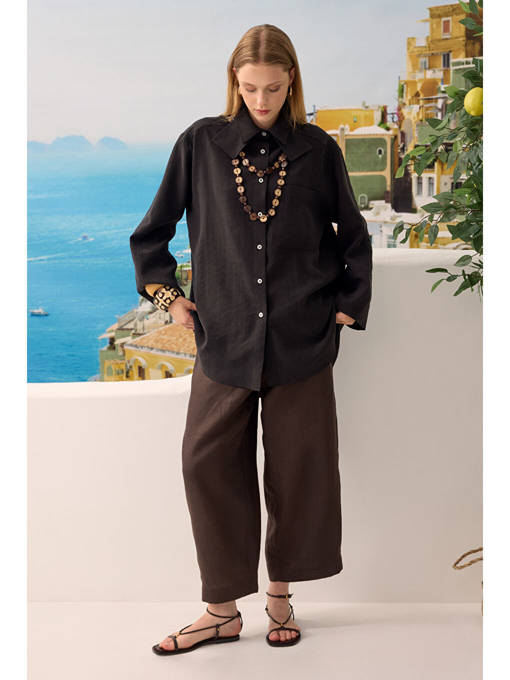 Çift Yakalı Gömlek Siyah-2