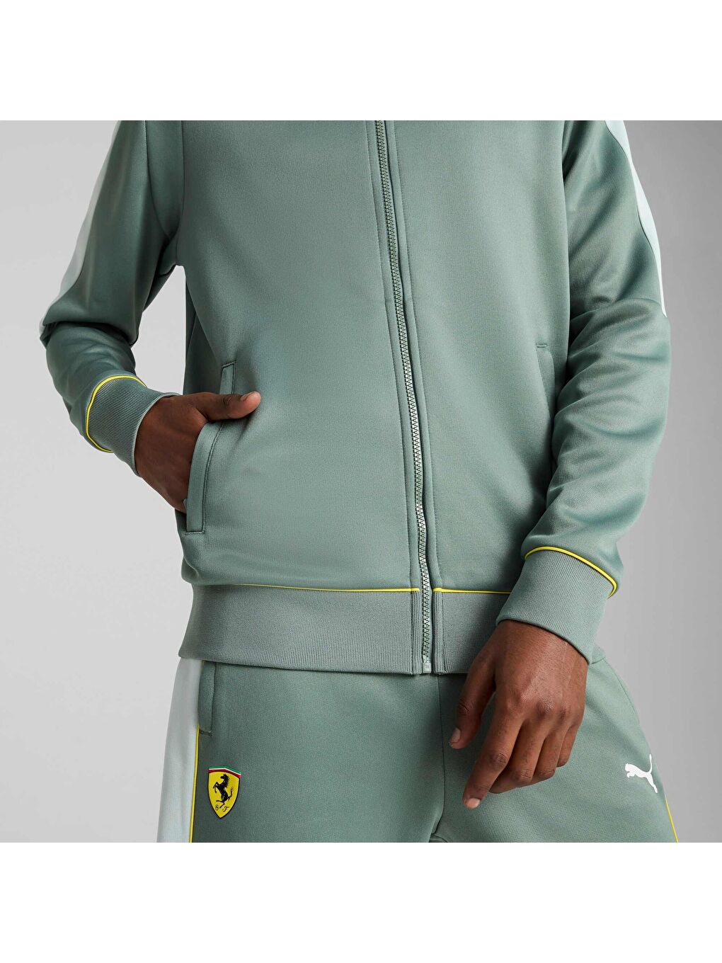 Yeşil Scuderia Ferrari Race MT7 Erkek Ceket-5