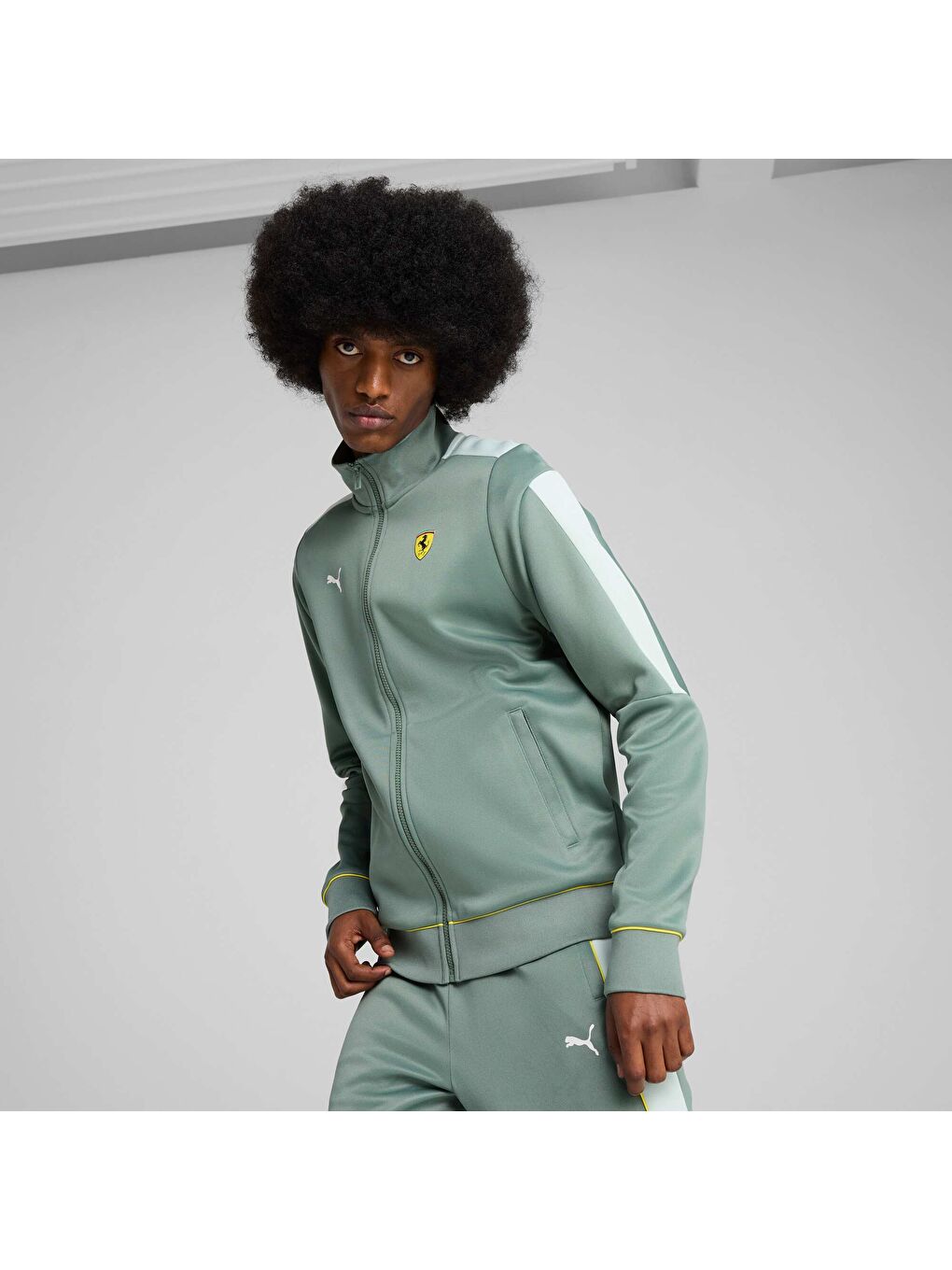 Yeşil Scuderia Ferrari Race MT7 Erkek Ceket-6