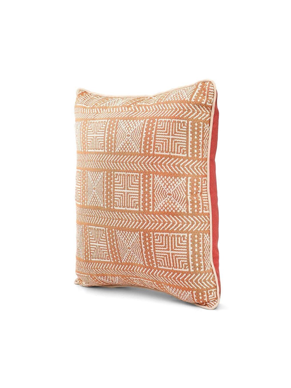 Turuncu Özel Tasarım 43x43 Dokuma Kırlent Kılıfı Biyeli Gizli Fermuarlı Dekoratif Salon