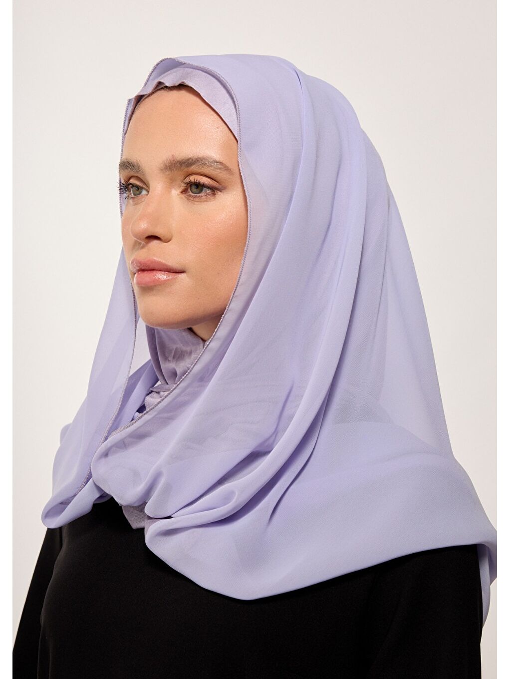 Kadın Açık Lila Şifonlu Şal-1