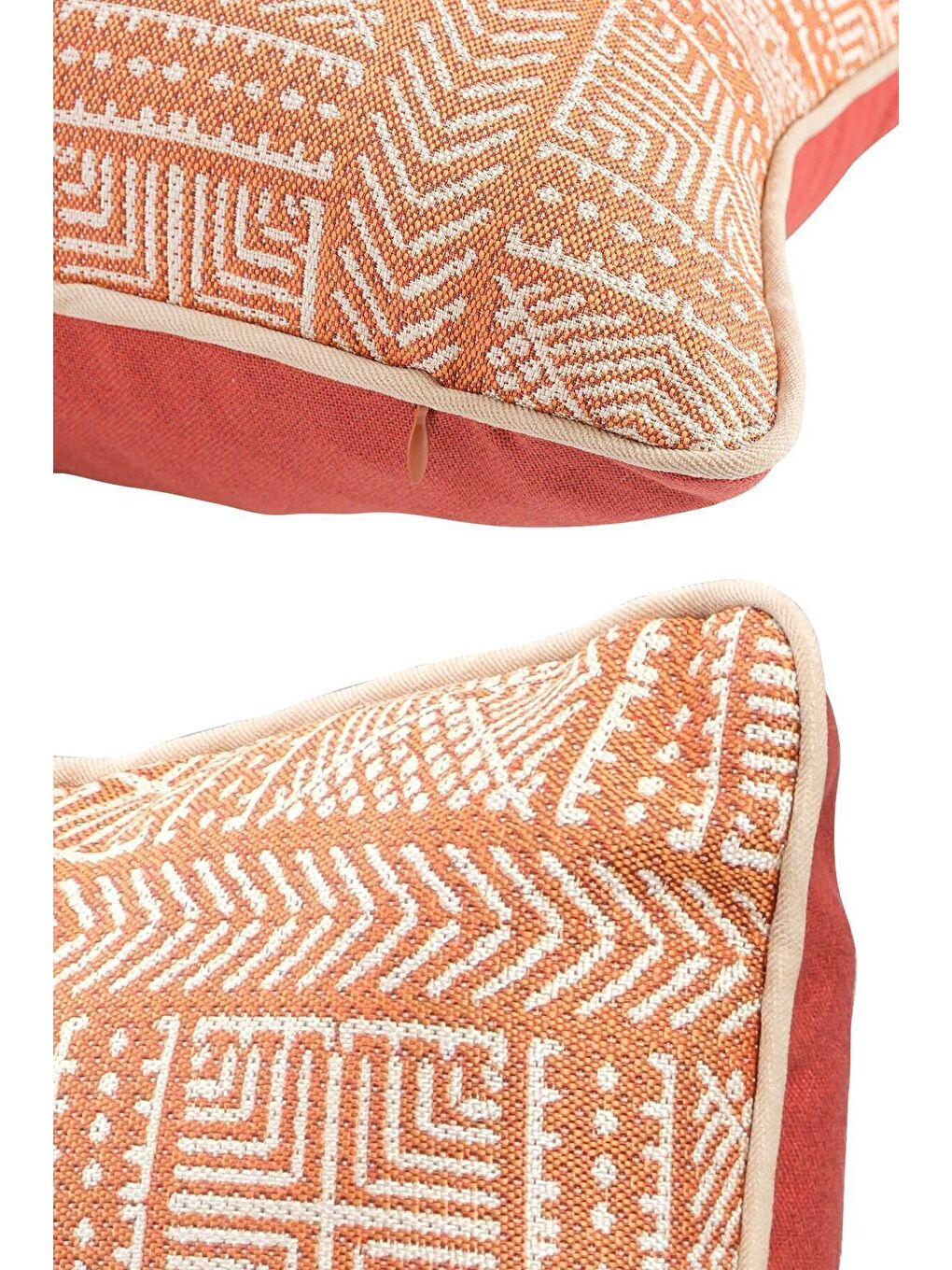 Turuncu Özel Tasarım 43x43 Dokuma Kırlent Kılıfı Biyeli Gizli Fermuarlı Dekoratif Salon-2